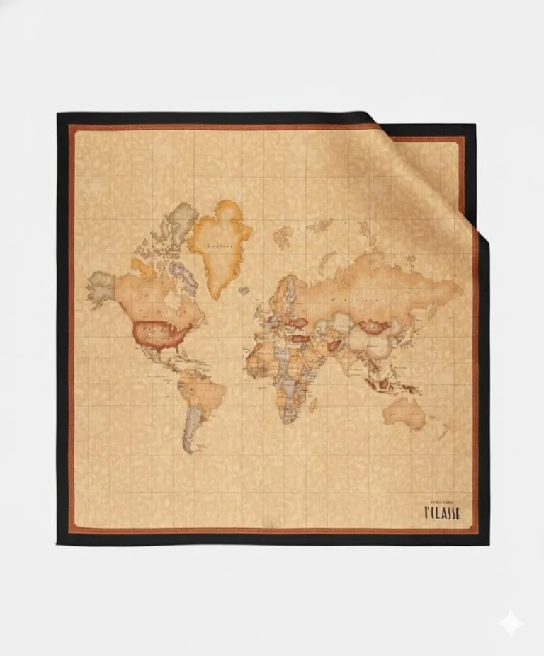 Foulard En Soie Fine Alviero Martini Vintage - Dimensions 50x52 Cm, Couleur Beige, Occasion